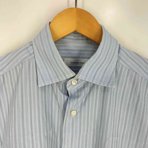 エルメネジルドゼニア Ermenegildo Zegna regular fit マチ付き コットン ストライプシャツ メンズ  40 15 1/2